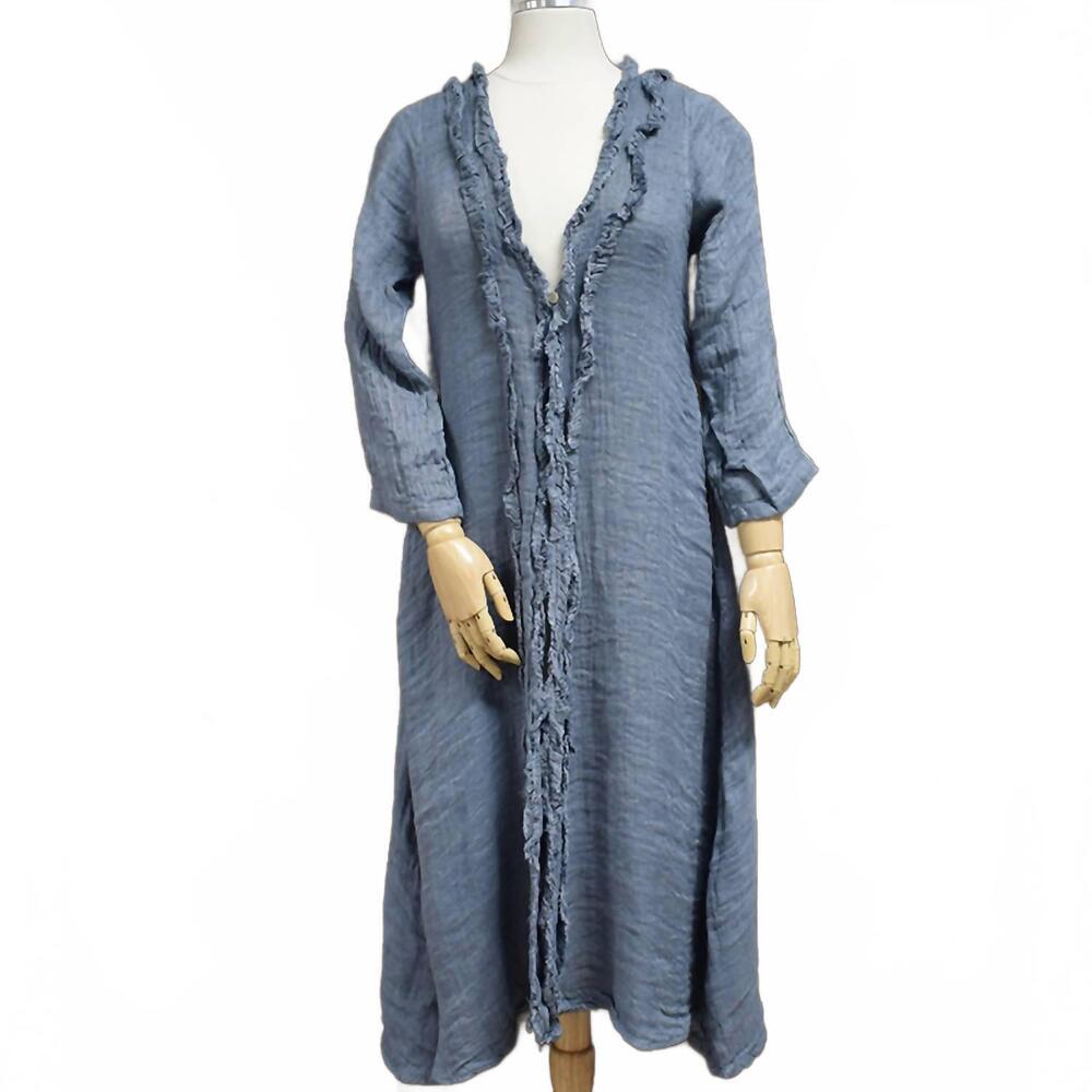 NEW NAMSAR women's linen duster in charcoal grey
